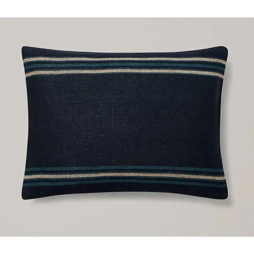 NEW Ralph Lauren Mathers Throw Pillow Navy 22x22 Cover Only, Linen, Zip Closure‎